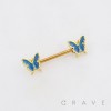 SPARKLING BUTTERFLY GLITTER CHARM NIPPLE RING 316L SURGICAL STEEL